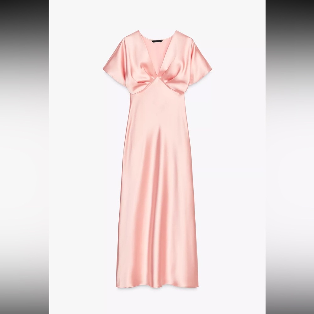 Zara Blush Satin Midi Dress